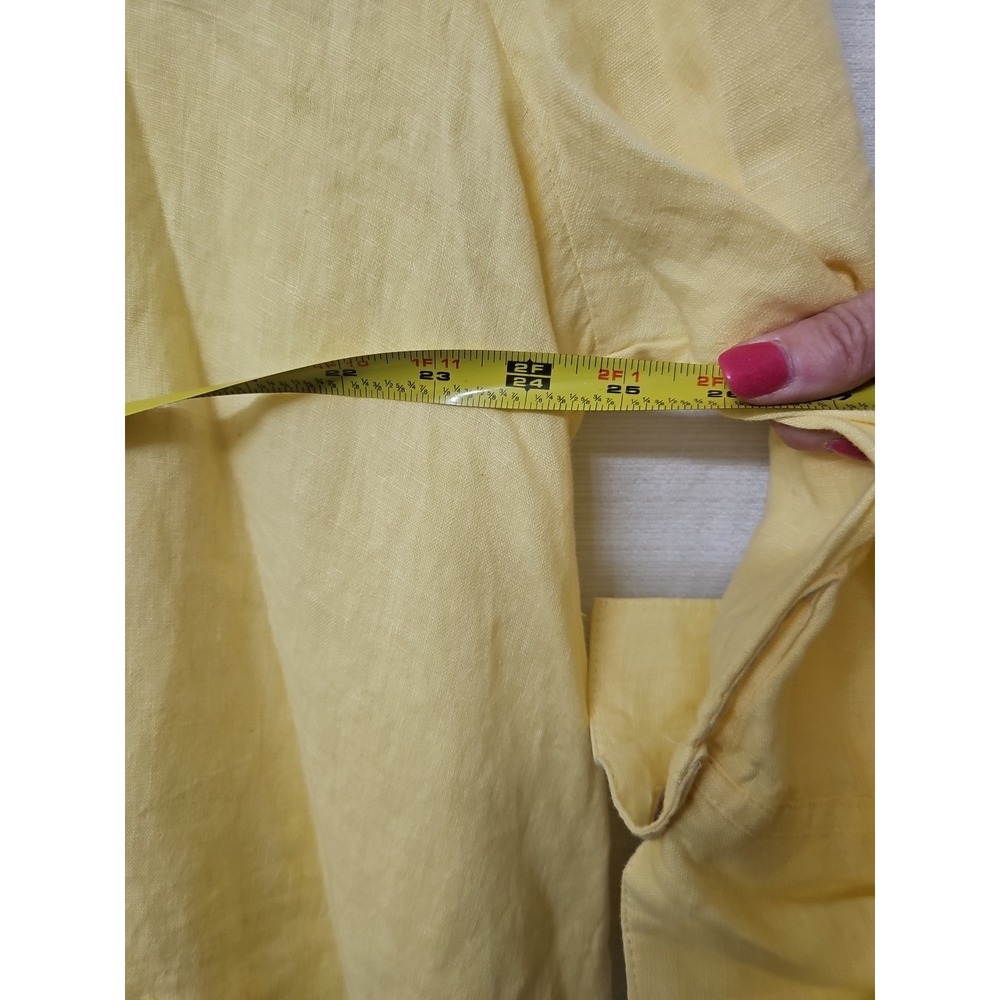 Symple NYC Womens 100% Linen Button Up Top Lagen Tunic Blouse Yellow Sz XL - Picture 7 of 8